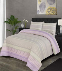 Purple Stripes Cotton Bed Sheet Set