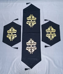 Elaftex 3 Pc Table Runner Set Black