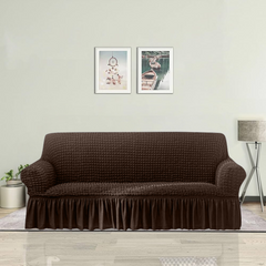 RUFFELED TURKISH SOFA COVERS brown Color