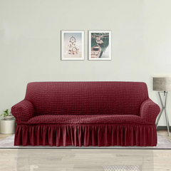 RUFFELED TURKISH SOFA COVERS Maroon Color