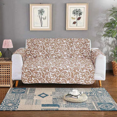 COTTON PRINTED SOFA RUNNER - LIGHT BROWN