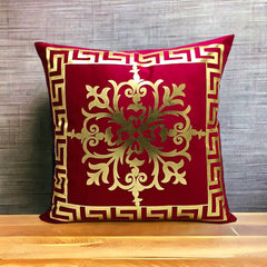 Maroon Golden Foil Cushions Covers