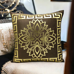 Chocolate Brown Golden Foil Cushions Covers