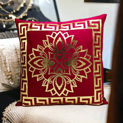 Maroon Golden Foil Cushions Covers