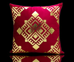 Maroon Golden Foil Cushions Covers