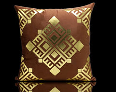 Polish Brown Golden Foil Cushions Covers