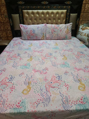 Unicorn Pink Cotton Bedsheets