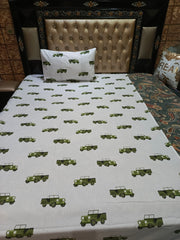 Jeep Green Army Bedsheets single & Double