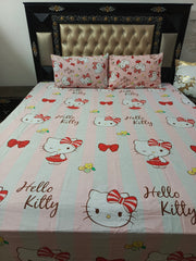 Hello kitty Pink Stripes Double Bedsheet