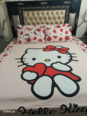 Hello Kitty Red Hearts Cotton Bedsheets