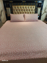 Tea Pink Little Florals Cotton Double Bedsheets & Comforter