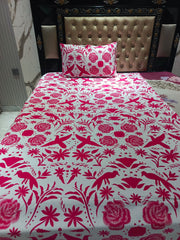 Hot Pink Flowers Cotton Bedsheet