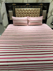 Rose Stripe Classic – Premium Double Bedsheet Set (Pure Cotton)
With 2 Matching Pillow Covers