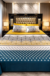 Mustard Gromatric Cotton Double Bedsheet With 2 Pillow Covers
