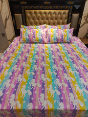 🌈 Rainbow Unicorn Dreams Cotton Double Bedsheets