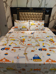 Trucks & Diggers Cotton Double Bedsheets