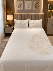 Mr Right & Mrs Always Right Cotton Single Bedsheet With 2 Pillow Case