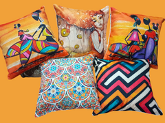 Pack Of 5 Khaddi Digital Printed Cushions Covers size 16×16