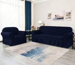 RUFFELED TURKISH SOFA COVERS Blue Color