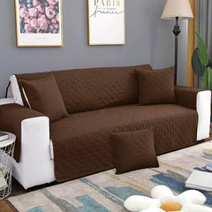 Cotton Quilted Sofa Cover ﹙ Brown)