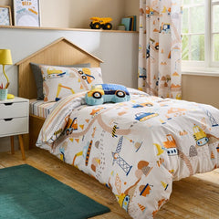 Trucks & Diggers Cotton Single Bedsheets