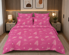 Elaftex Princess Palace Pink Cotton Double Bedsheets