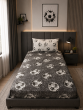 Elaftex Football charcoal Cotton Printed Single Bedsheets
