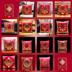 Red Golden Foil Cushions Covers