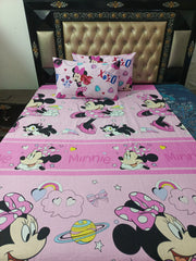 Mini Mouse Baby Pink Cotton Bedsheets