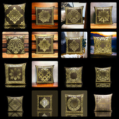 Chocolate Brown Golden Foil Cushions Covers