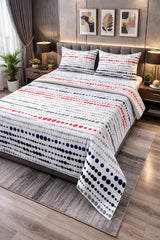 Dotted Linear Rows Cotton Double (King) Bedsheets