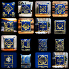Blue Golden Foil Cushions covers