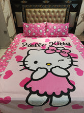 Hello kitty Pink Hearts Cotton Double Bedsheets