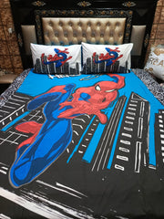 Spider Man Black Building BedSheet