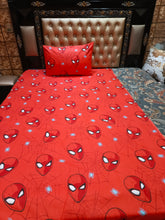 SpiderMan Red Faces Cotton Bedsheets