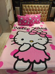 Hello Kitty Pink Hearts Minor Fault Cotton Single Bedsheets