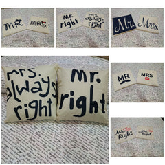 Pack of 2 Mr & Mrs Cushions Covers
