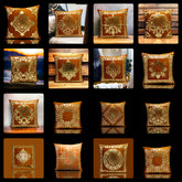Golden Foil Cushions Covers Copper Brown