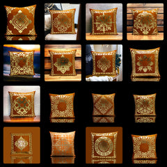 Copper Brown Golden Foil Cushions Covers Copper Brown
