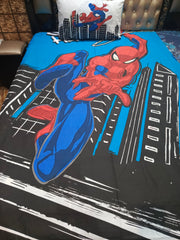 Spider Man Black Building BedSheet