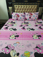 Mini Mouse Baby Pink Cotton Bedsheets
