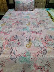 Unicorn Pink Cotton Bedsheets