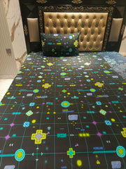 Black Glow Kids Double Bed Sheet DS # 134