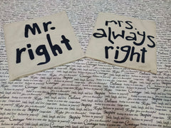 Pack of 2 Mr & Mrs Cushions Covers