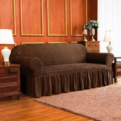 RUFFELED TURKISH SOFA COVERS Brown Color