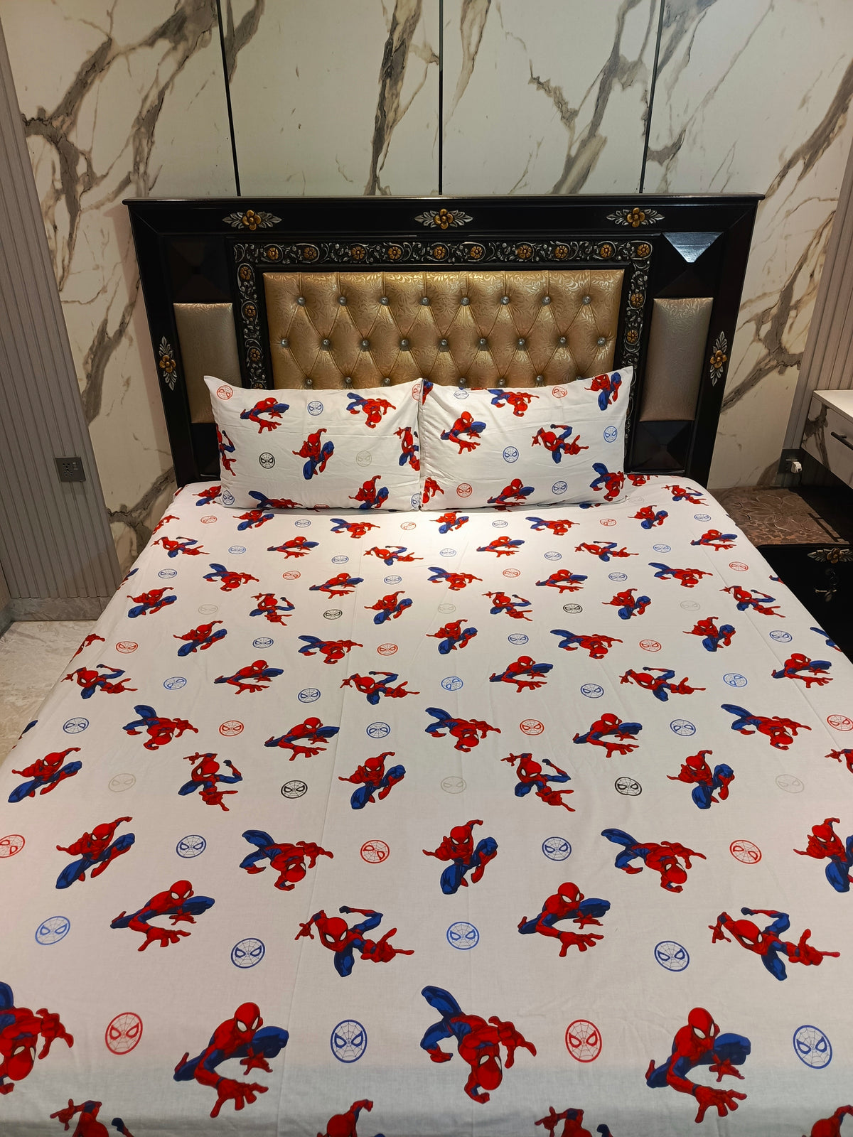SpiderMan All Over Cotton Bedsheet