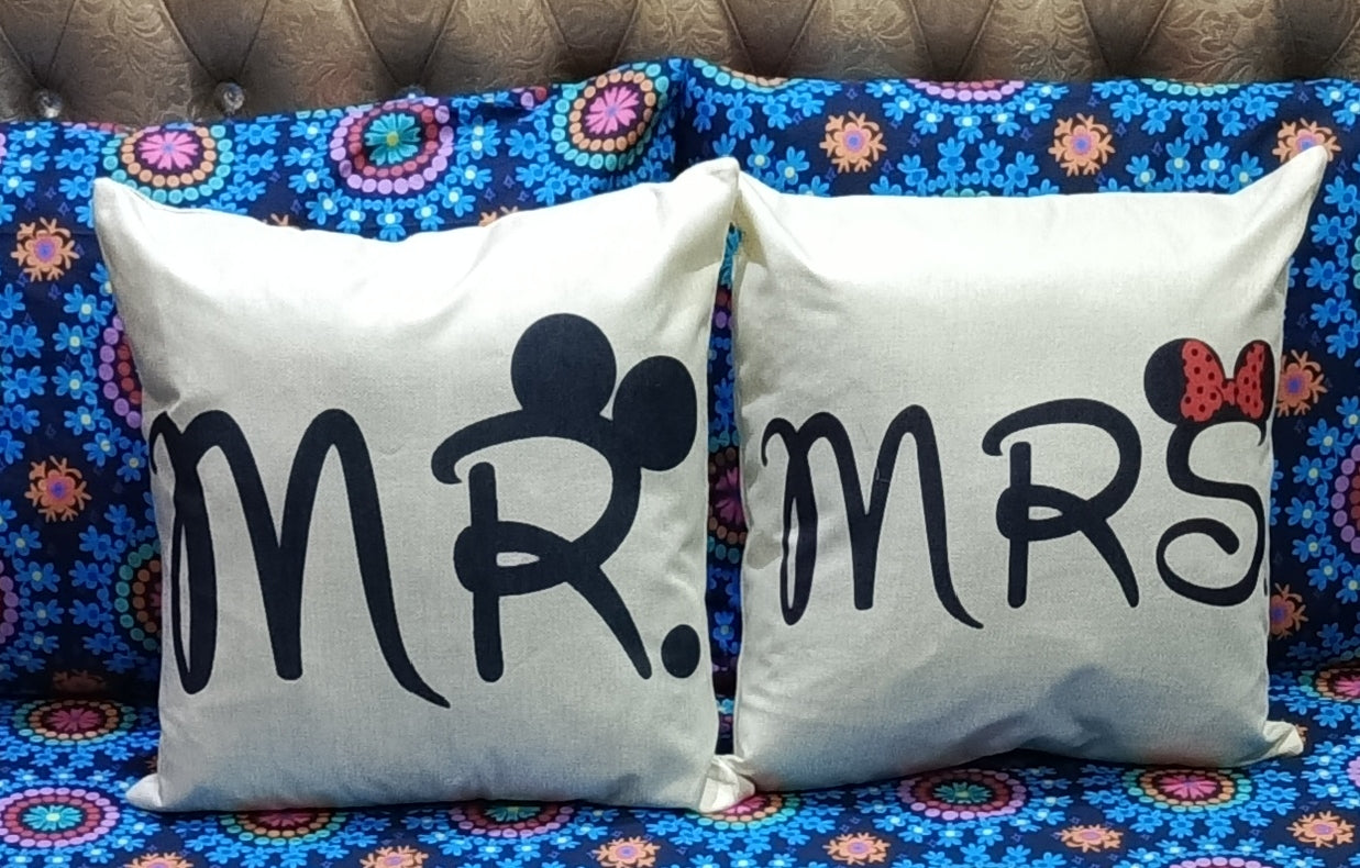 Pack of 2 Mr & Mrs Cushions Covers