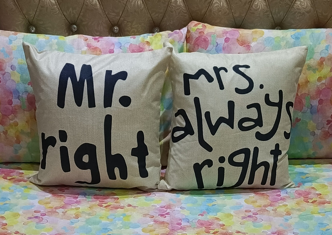 Pack of 2 Mr & Mrs Cushions Covers