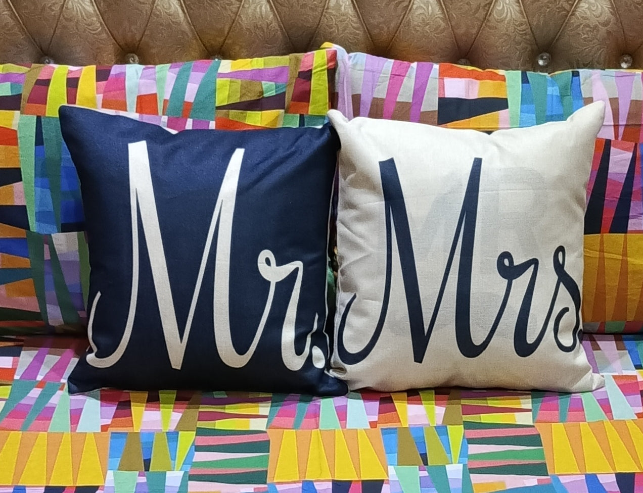 Pack of 2 Mr & Mrs Cushions Covers
