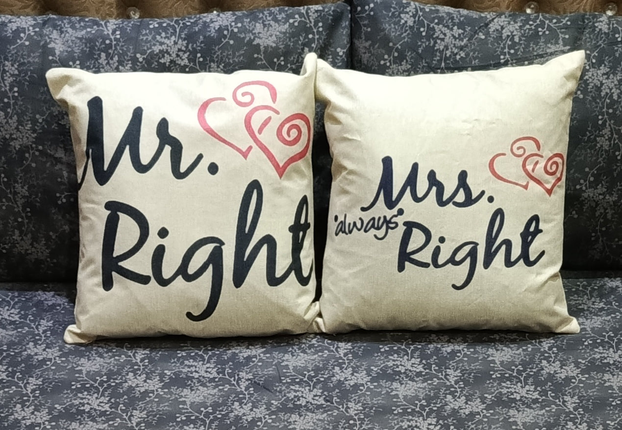 Pack of 2 Mr & Mrs Cushions Covers
